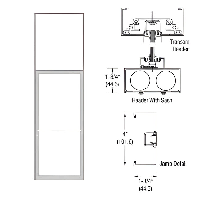 CRL-U.S. Aluminum Clear Anodized 1-3/4" x 4" 400 Series Transom Single Door Frame