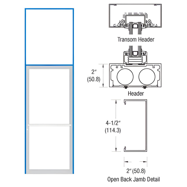 CRL-U.S. Aluminum Clear Anodized 2" x 4-1/2" 451 Series Transom Single Door Frame
