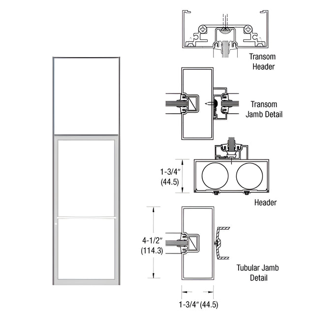 CRL-U.S. Aluminum Clear Anodized 39-1/2" x 126" 450 Series Transom Single Door Frame for Center Hung OHCC