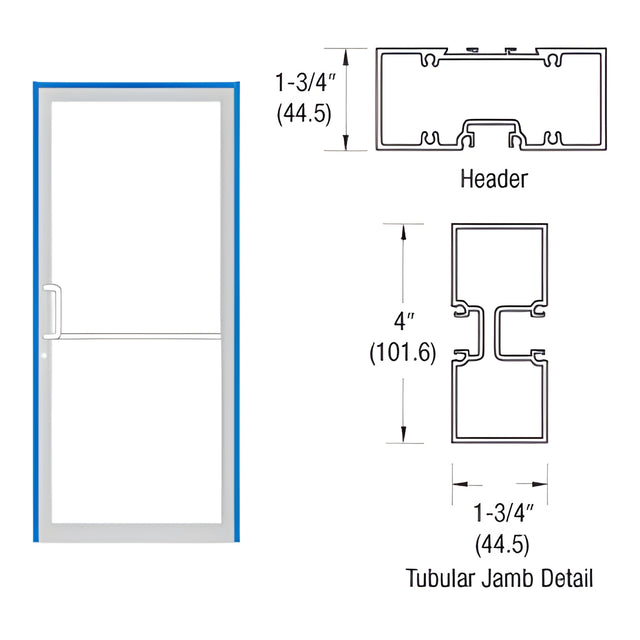 CRL-U.S. Aluminum Clear Anodized 39-1/2" x 85-3/4" 400 Series Left Hand Up and Over Single Door Frame
