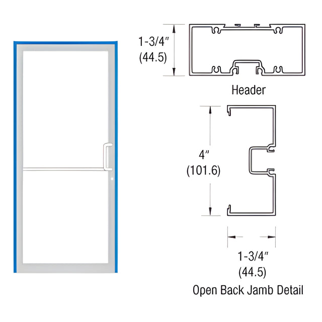 CRL-U.S. Aluminum Clear Anodized 39-1/2" x 85-3/4" 400 Series Right Hand Single Acting Up and Over Frame