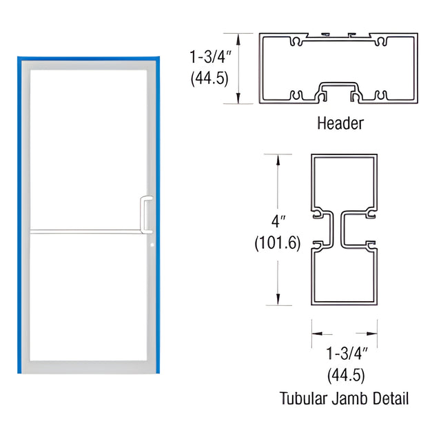 CRL-U.S. Aluminum Clear Anodized 39-1/2" x 85-3/4" 400 Series Right Hand Up and Over Single Door Frame