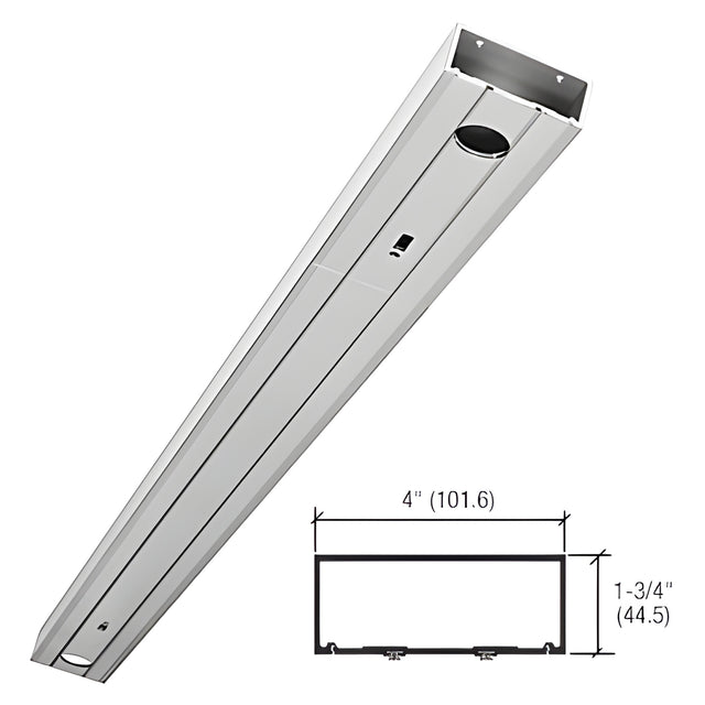 CRL-U.S. Aluminum Clear Anodized 72" 1-3/4" x 4" 400 Series Prepped Header for Center Hung Overhead Concealed Closers
