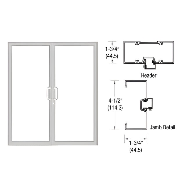 CRL-U.S. Aluminum Clear Anodized 75-1/2" x 85-3/4" Series 450 Open Back Butt Hinge Up and Over Frame Complete (2F)