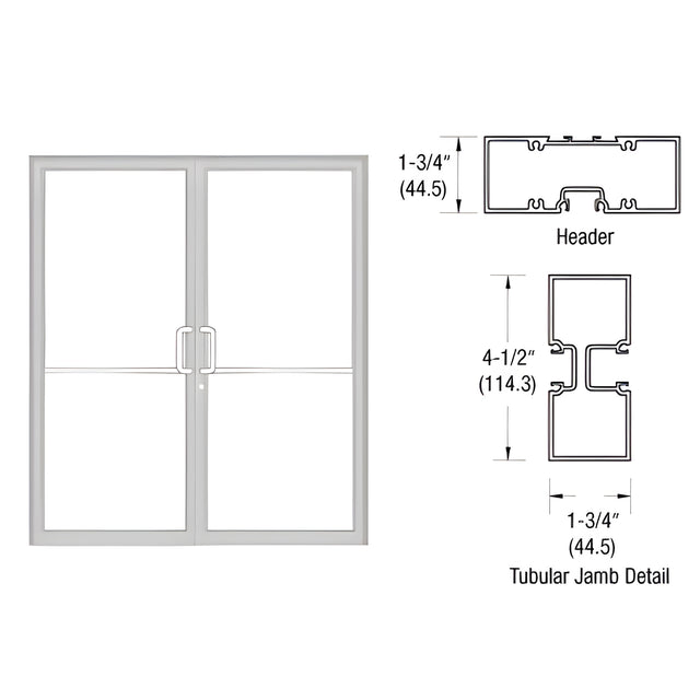 CRL-U.S. Aluminum Clear Anodized 75-1/2" x 85-3/4" Series 450 Tubular Butt Hinge Up and Over Frame Complete (2F)