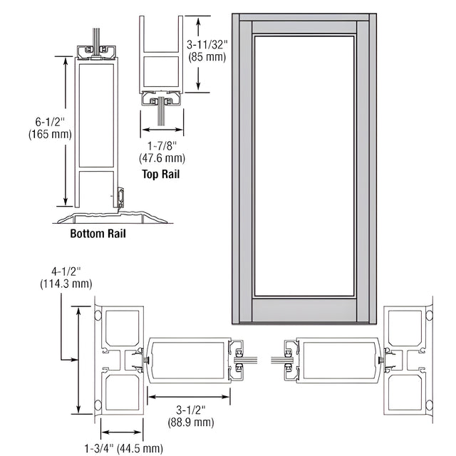 CRL-U.S. Aluminum Clear Anodized Blank Single Series 800 Durafront Medium Stile Center Hung Entrance Door- No Prep