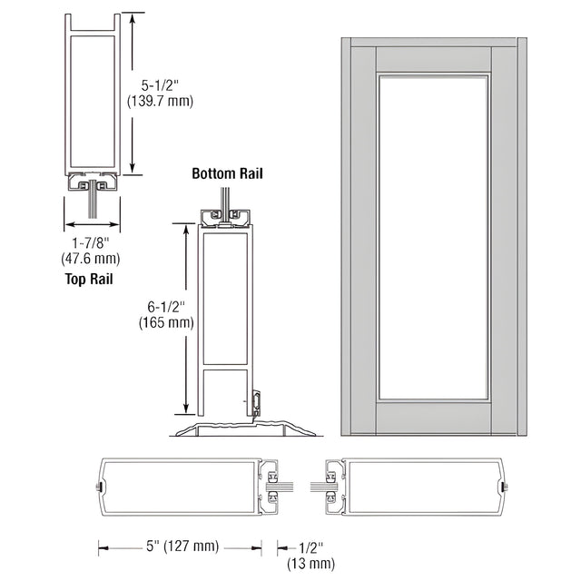 CRL-U.S. Aluminum Clear Anodized Blank Single Series 850 Durafront Wide Stile Center Hung Entrance Door - No Prep