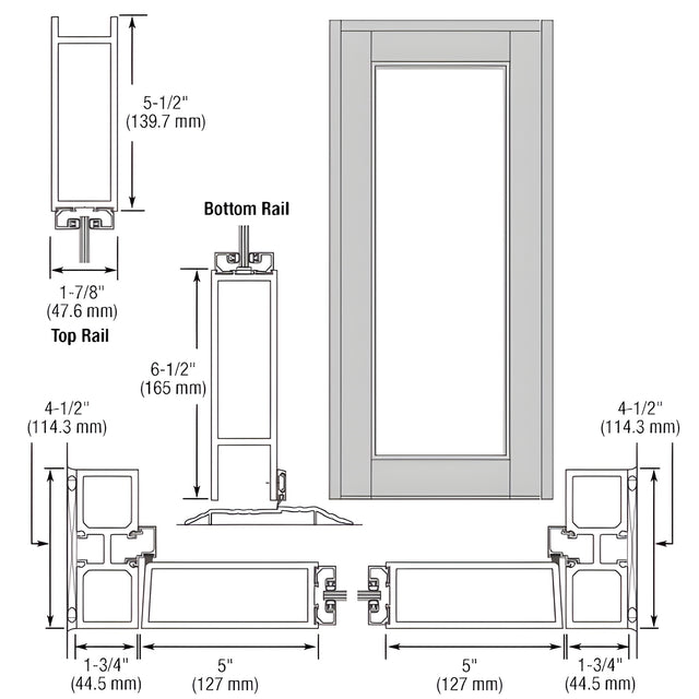 CRL-U.S. Aluminum Clear Anodized Blank Single Series 850 Durafront Wide Stile Offset Hung Entrance Door- No Prep