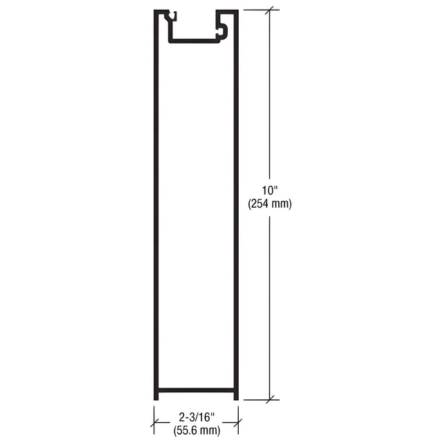 CRL-U.S. Aluminum Clear Anodized Class 1 10" A.D.A. Bottom Rail for 9/16" Glass - 12'-2"