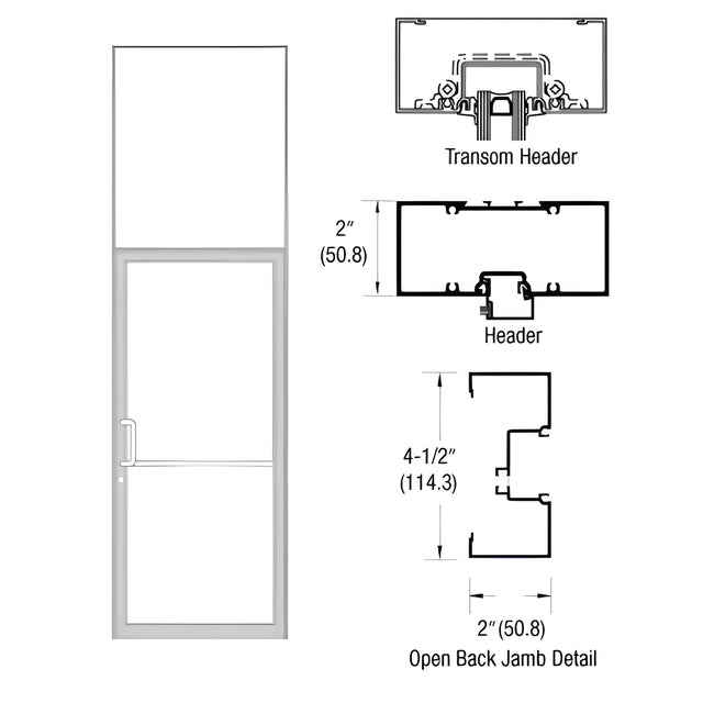 CRL-U.S. Aluminum Clear Anodized Class 1 38" x 126" Series IT451 Open Back Offset Pivot Transom Door Frame Complete (1FT)