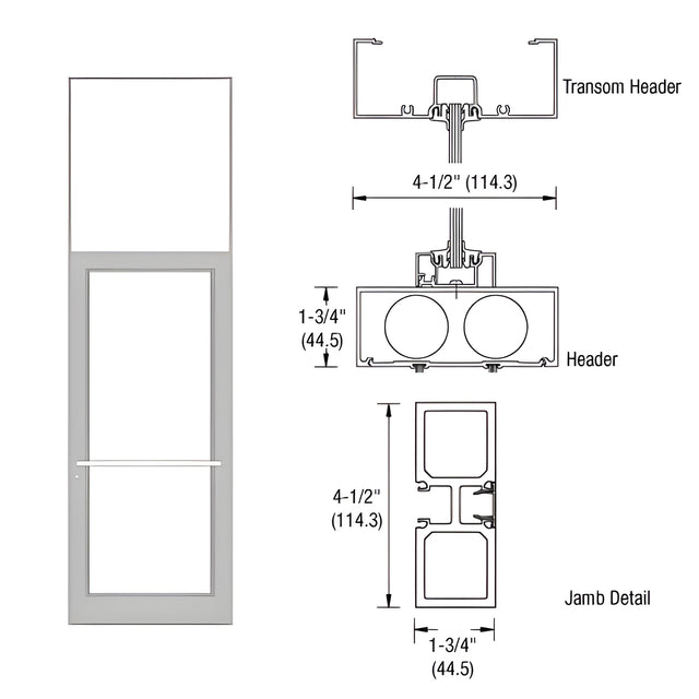 CRL-U.S. Aluminum Clear Anodized Class 1 39-1/2" x 126" Series DF800 Tubular Center Hung Transom Frame Complete (1FT)