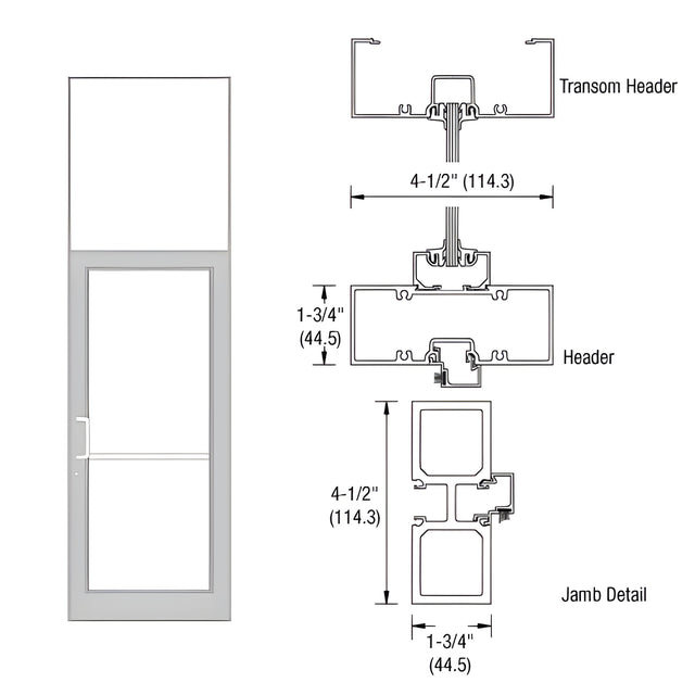 CRL-U.S. Aluminum Clear Anodized Class 1 39-1/2" x 126" Series DF800 Tubular Gear Hinge Transom Frame Complete (1FT)