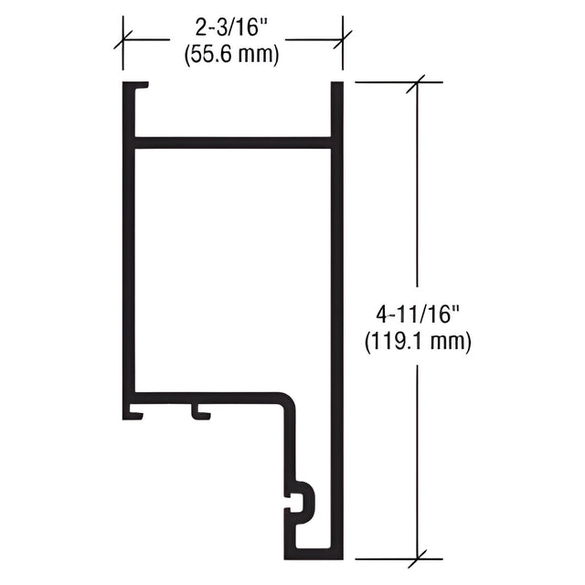 CRL-U.S. Aluminum Clear Anodized Class 1 4-11/16" Top Rail for 9/16" Glass - 21'