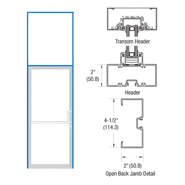 CRL-U.S. Aluminum Clear Anodized Class 1 40" x 126" 451 Series Right Hand Transom Single Door Frame