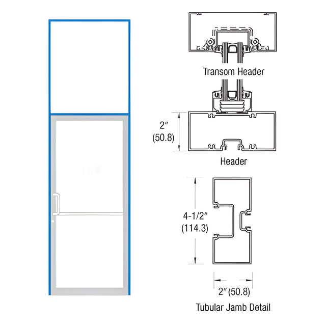 CRL-U.S. Aluminum Clear Anodized Class 1 40" x 126" 451 Series Right Hand Transom Single Door Frame