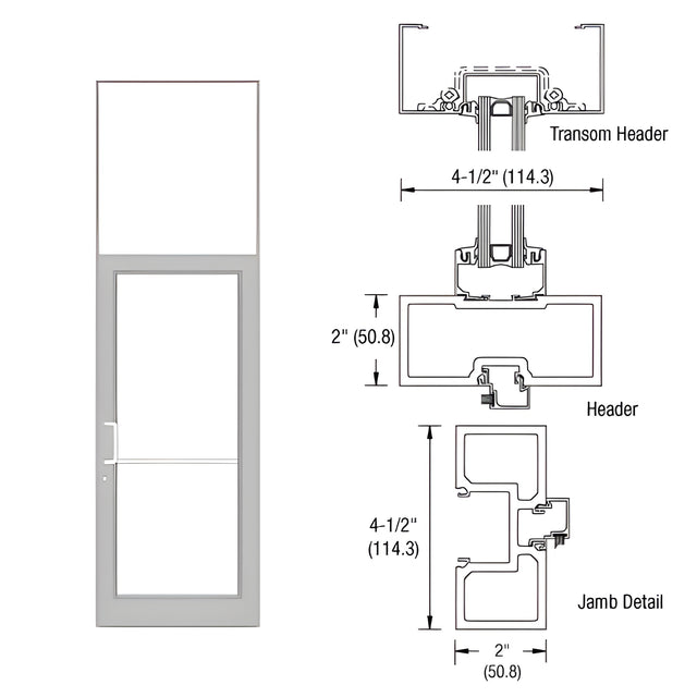 CRL-U.S. Aluminum Clear Anodized Class 1 40" x 126" Series DF800 Tubular Offset Hung Transom Frame Blank (1FT)