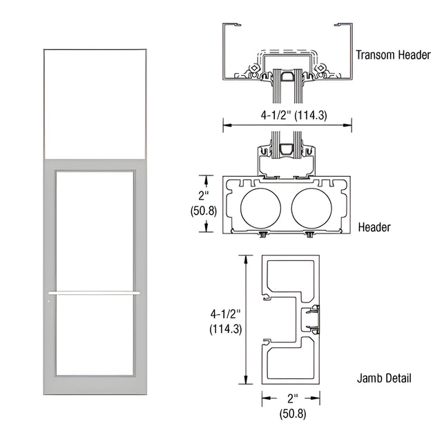 CRL-U.S. Aluminum Clear Anodized Class 1 40" x 126" Series DF800 Tubular Center Hung Transom Frame Complete (1FT)