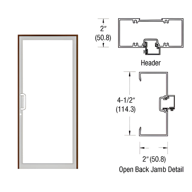 CRL-U.S. Aluminum Clear Anodized Class 1 40" x 86" 451 Series Left Hand Open Back Butt Hinge Up and Over Frame Complete (1F)