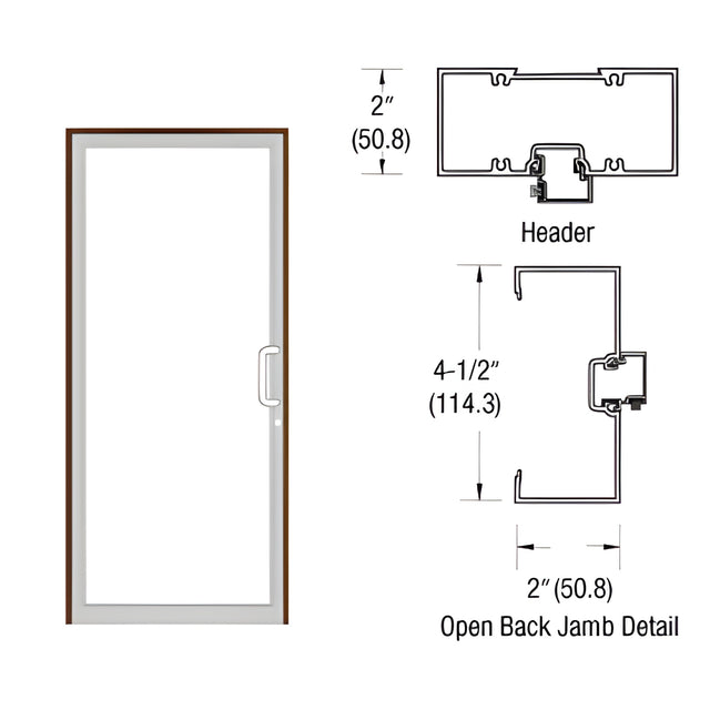 CRL-U.S. Aluminum Clear Anodized Class 1 40" x 86" 451 Series Right Hand Open Back Butt Hinge Up and Over Frame Complete (1F)