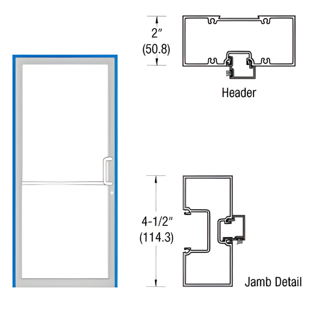 CRL-U.S. Aluminum Clear Anodized Class 1 40" x 86" 451 Series Right Hand Up and Over Single Door Frame