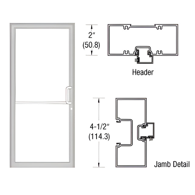 CRL-U.S. Aluminum Clear Anodized Class 1 40" x 86" 451 Series Right Hand Tubular Offset Pivot Up and Over Frame Complete (1F)