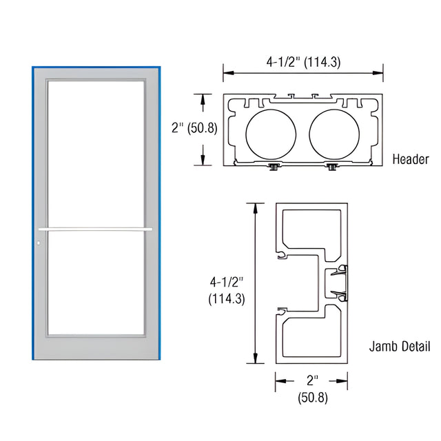 CRL-U.S. Aluminum Clear Anodized Class 1 40" x 86" Series DF800 Tubular Center Hung Up and Over Frame Complete (1F)