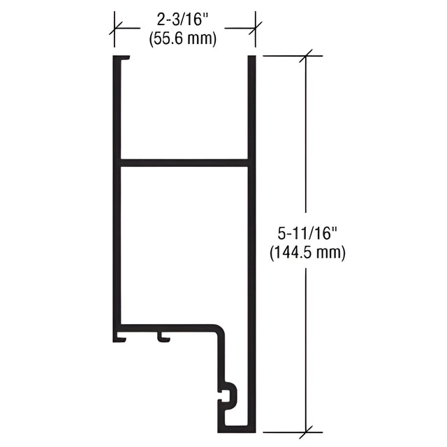 CRL-U.S. Aluminum Clear Anodized Class 1 5-11/16" Top Rail for 9/16" Glass - 21'