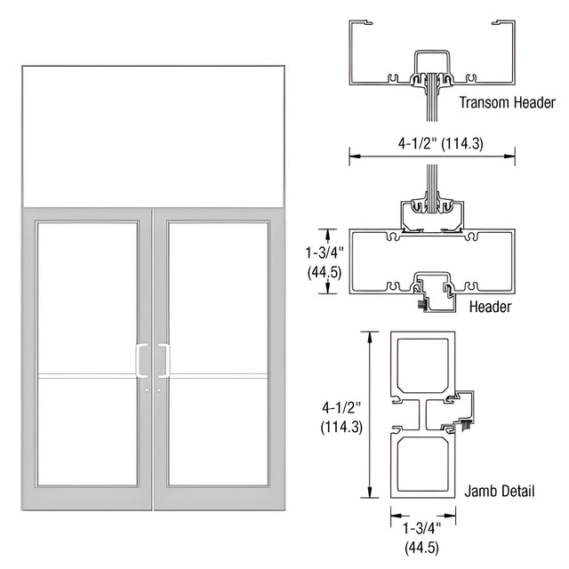 CRL-U.S. Aluminum Clear Anodized Class 1 75-1/2" x 126" Series DF800 Tubular Offset Hung Transom Frame Blank (2FT)