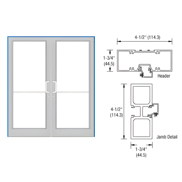CRL-U.S. Aluminum Clear Anodized Class 1 75-1/2" x 85-3/4" Series DF800 Durafront Tubular Offset Pivot Up and Over Frame Complete (2F)