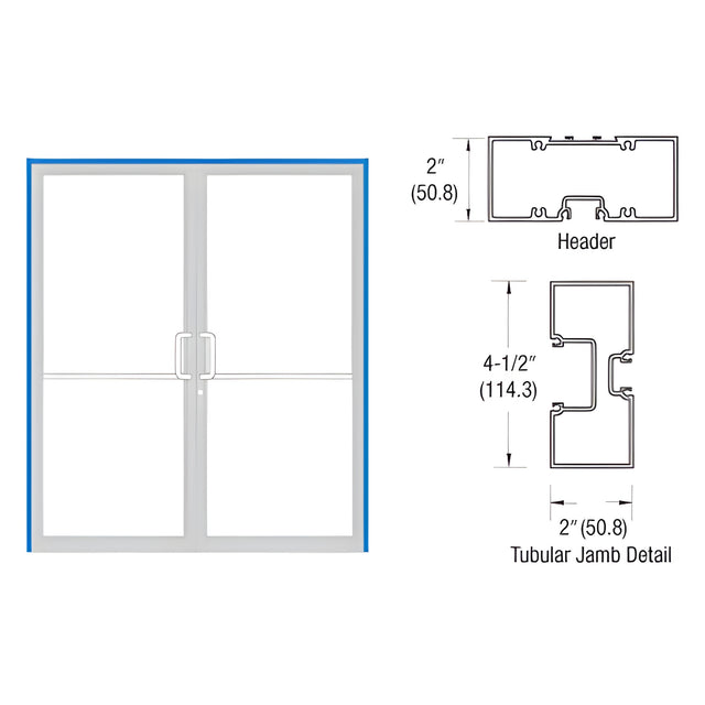 CRL-U.S. Aluminum Clear Anodized Class 1 76" x 86" 451 Series Single Acting Up and Over Double Door Frame