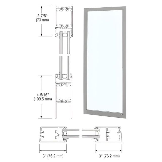 CRL-U.S. Aluminum Clear Anodized Class 1 Custom Blank Single Series 250T Narrow Stile Offset Hung Thermal Entrance Door - No Prep