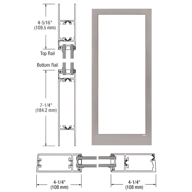 CRL-U.S. Aluminum Clear Anodized Class 1 Custom Blank Single Series 400T Thermal Medium Stile Offset Hung Entrance Door- No Prep