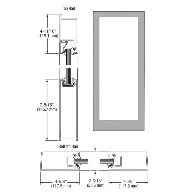 CRL-U.S. Aluminum Clear Anodized Class 1 Custom Single Blank Series 400 Medium Stile Offset Hung Entrance Door- No Prep