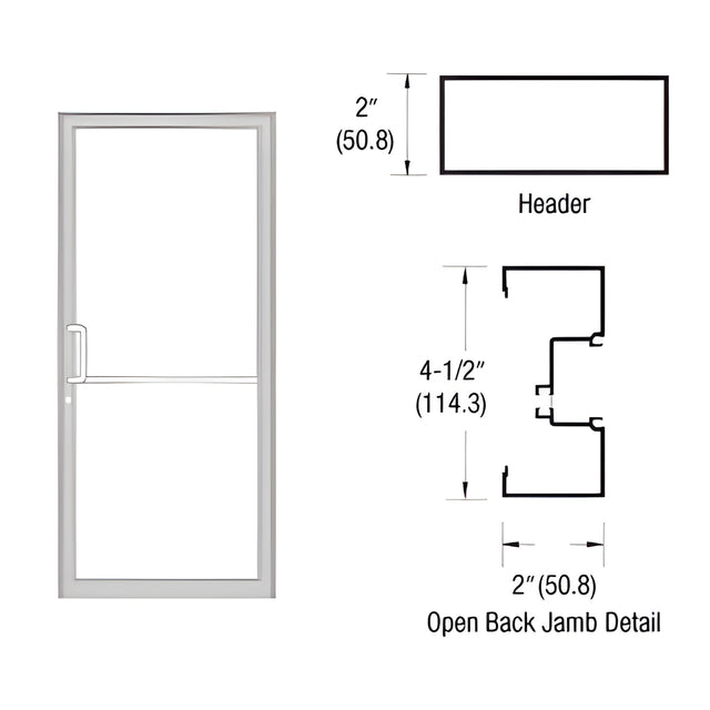 CRL-U.S. Aluminum Clear Anodized Class 1 Custom Size Series IT451 Open Back Offset Pivot Up and Over Door Frame Complete (1F)