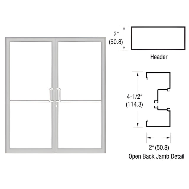 CRL-U.S. Aluminum Clear Anodized Class 1 Custom Size Series IT451 Open Back Offset Pivot Up and Over Door Frame Complete (2F)