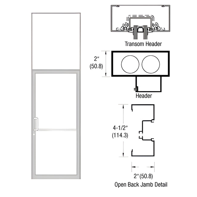 CRL-U.S. Aluminum Clear Anodized Class 1 Custom Size Series IT451 Open Back Butt Hinge Transom Frame Complete (1FT)
