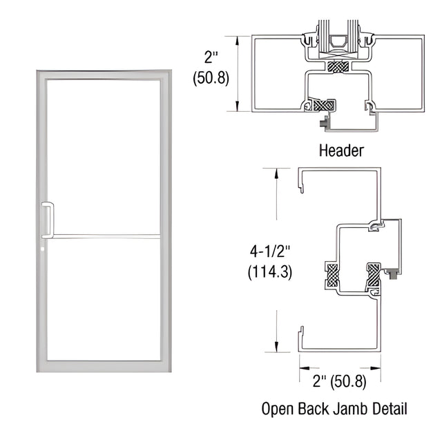 CRL-U.S. Aluminum Clear Anodized Class 1 Custom Size Series IT451 Open Back Offset Pivot Up and Over Frame Complete (1F)
