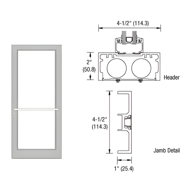 CRL-U.S. Aluminum Clear Anodized Class 1 Series DF800 Up/Over Sub Frame for a Single Door