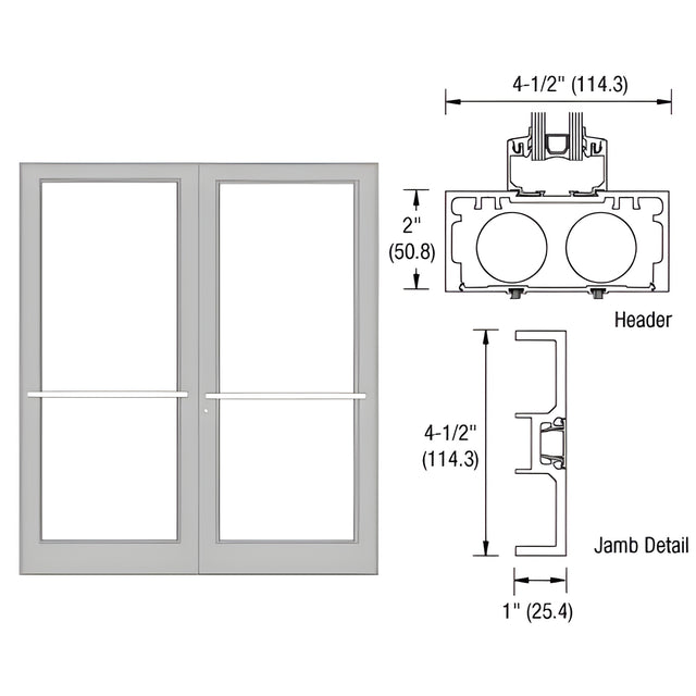 CRL-U.S. Aluminum Clear Anodized Class 1 Series DF800 Up/Over Sub Frame for a Pair of Doors