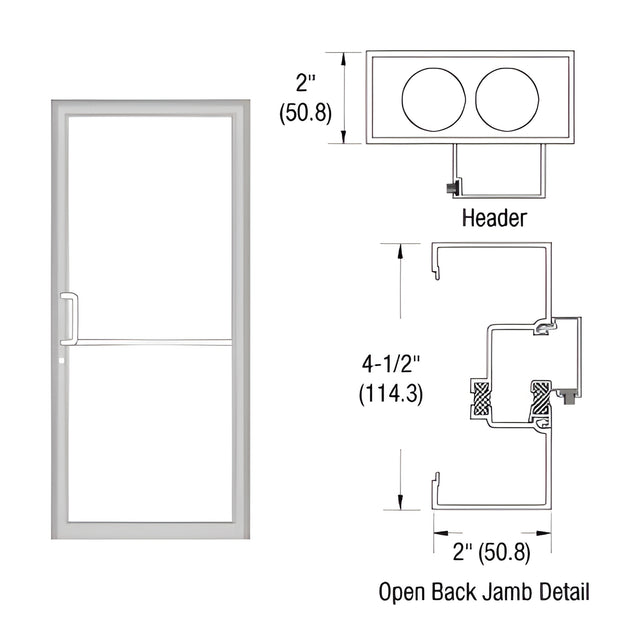 CRL-U.S. Aluminum Clear Anodized Class 1 Thermally Improved Up and Over Frame for a Single Door Prepped for Butt Hinges and Overhead Concealed Door Closer