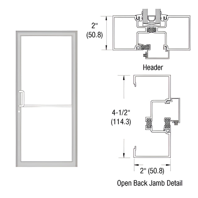 CRL-U.S. Aluminum Clear Anodized Class 1 Thermally Improved Up and Over Frame for a Single Door Prepped for Butt Hinges Using Surface Mount Door Closer