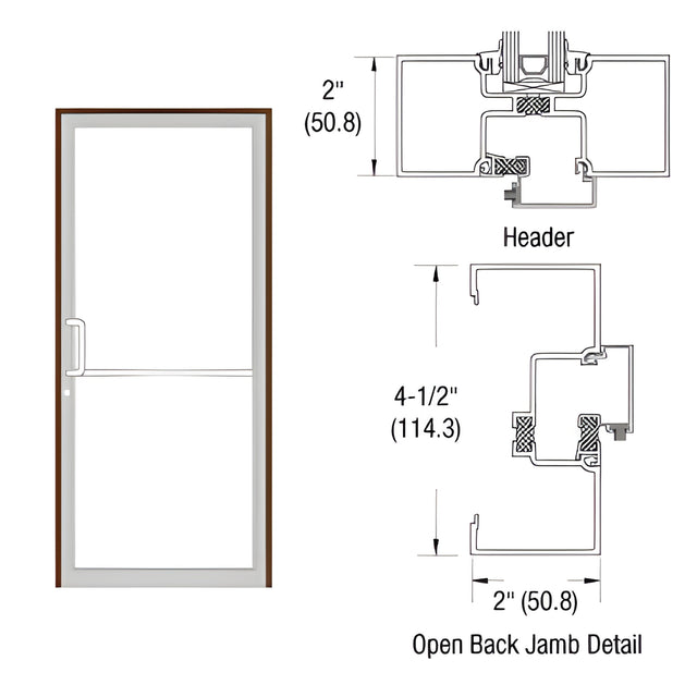 CRL-U.S. Aluminum Clear Anodized Class 1 Thermally Improved Up and Over Frame for a Single Door Prepped for Butt Hinges Using Surface Mount Door Closer