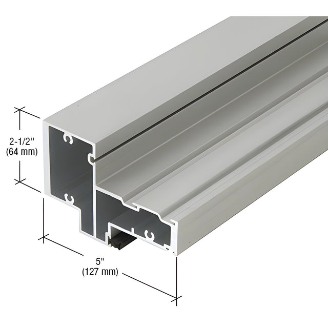CRL-U.S. Aluminum Clear Anodized Class 1 Transom Door Header for 9/16" Glass and Surface Closer - 24'-2"