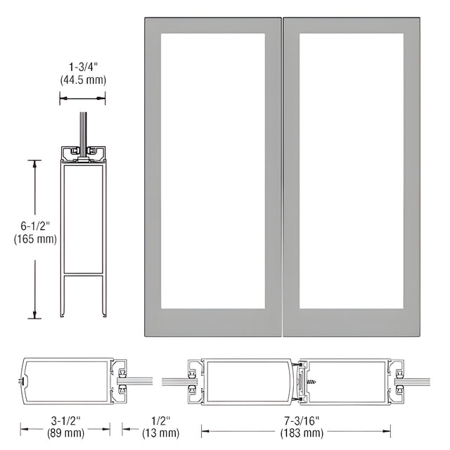 CRL-U.S. Aluminum Clear Anodized Custom Blank Pair 400 Medium Stile Center Hung Entrance Doors - No Prep