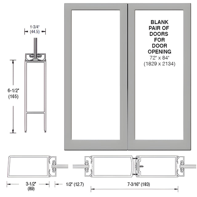 CRL-U.S. Aluminum Clear Anodized Custom Blank Pair 400 Medium Stile Offset Hung Entrance Doors - No Prep