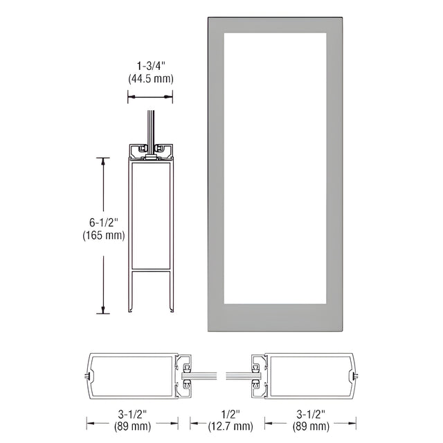 CRL-U.S. Aluminum Clear Anodized Custom Single Blank 400 Medium Stile Center Hung Entrance Door - No Prep