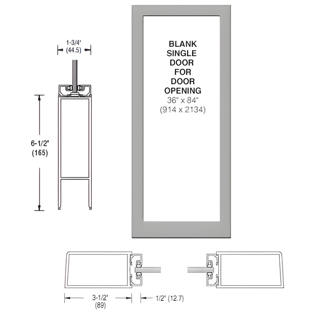 CRL-U.S. Aluminum Clear Anodized Custom Single Blank 400 Medium Stile Offset Hung Entrance Door - No Prep