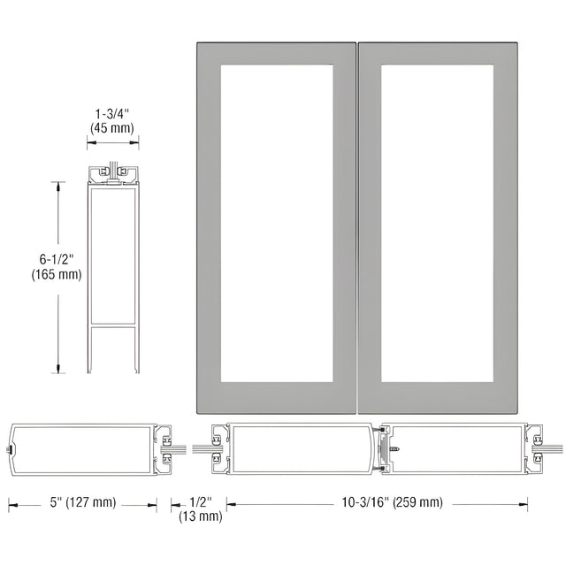 CRL-U.S. Aluminum Clear Anodized Custom Size Blank Pair 550 Wide Center Stile Entrance Doors - No Prep