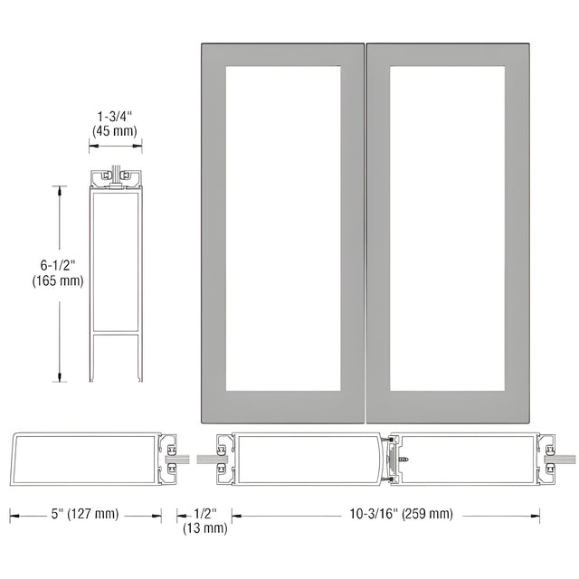 CRL-U.S. Aluminum Clear Anodized Custom Size Blank Pair 550 Wide Offset Stile Entrance Doors - No Prep