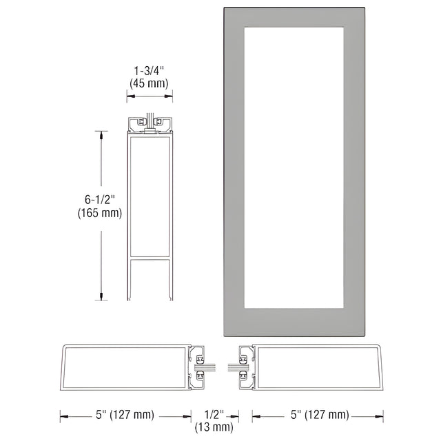 CRL-U.S. Aluminum Clear Anodized Custom Size Single Blank 550 Wide Offset Hung Entrance Door - No Prep